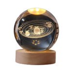 Crystal Ball Lamp with Wooden Base | 3D Galaxy LED Night Light | Celestial Crystal Sphere Table Lamp for Bedroom, Living Room & Home D?cor | Warm White Decorative Light | Transparent
