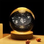Crystal Ball Lamp with Wooden Base | 3D Galaxy LED Night Light | Celestial Crystal Sphere Table Lamp for Bedroom, Living Room & Home D?cor | Warm White Decorative Light | Transparent - Image 4