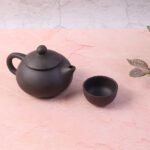 Matte Black Ceramic Tea Set with Teapot & 4 Cups | Traditional Oriental Tea Serving Set | Natural Clay Tea Pot Set for Green Tea, Herbal Tea, Oolong & Black Tea | Premium Gift Box | Black - Image 2