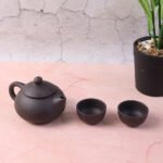 Matte Black Ceramic Tea Set with Teapot & 4 Cups | Traditional Oriental Tea Serving Set | Natural Clay Tea Pot Set for Green Tea, Herbal Tea, Oolong & Black Tea | Premium Gift Box | Black - Image 7