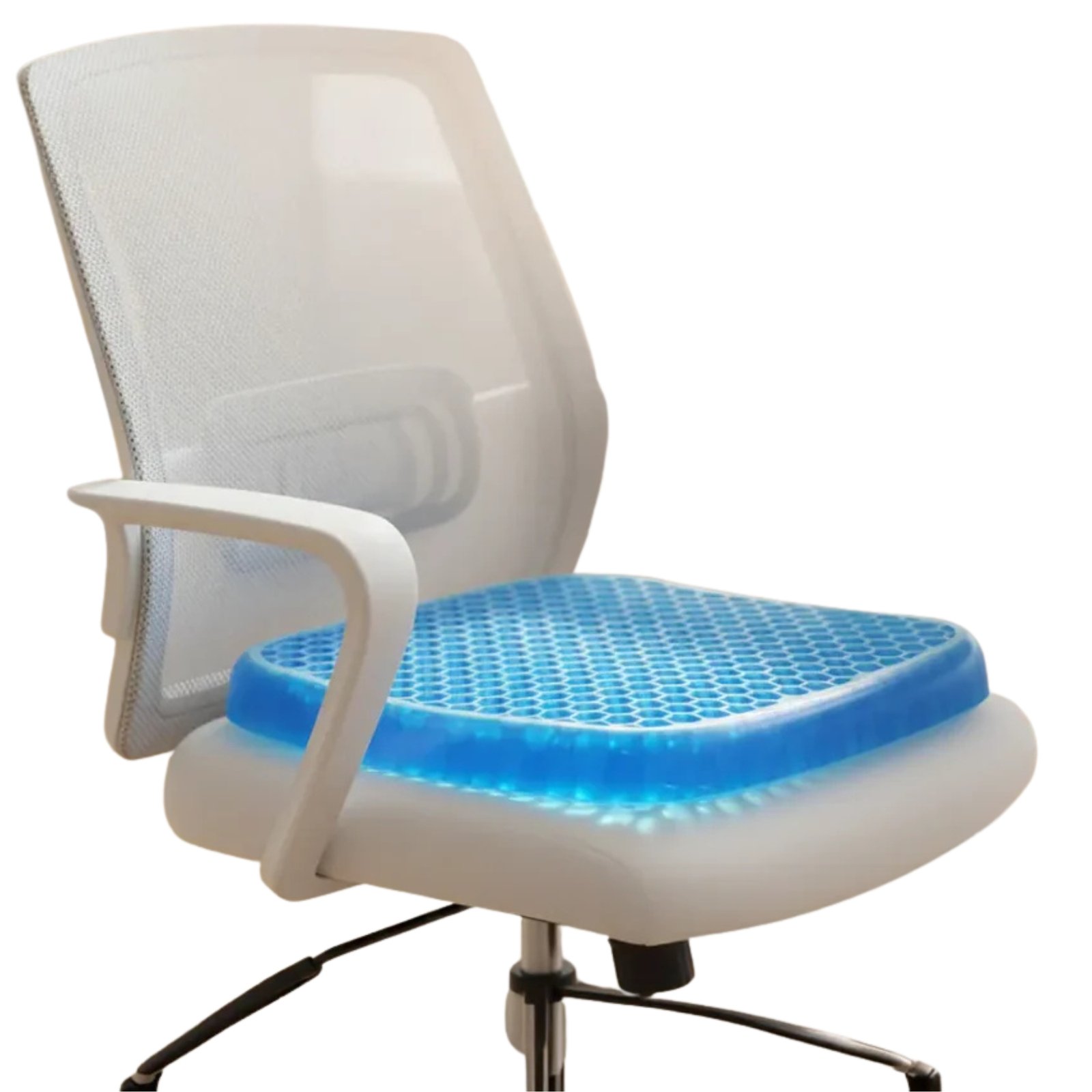 Untitled-design-2026-06-27T115439.820.jpg Orthopedic Seat Cushion for Office Chair & Car Seat | Honeycomb Gel Cushion with Pressure Relief | Breathable Tailbone Support Cushion for Long Sitting, Work, Travel & Wheelchair Use | Black - Image 1