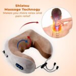 U-Shaped Electric Neck Massage Pillow | Rechargeable Cordless Neck & Shoulder Massager with Vibration Therapy | Soft Plush Travel Neck Cushion for Home, Office & Travel - Image 4