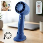Rechargeable Mini Handheld Fan with Stand | Portable USB Charging Personal Cooling Fan | Dual Use Handheld & Desk Fan | Lightweight Travel Fan for Home, Office & Outdoor Use - Image 5