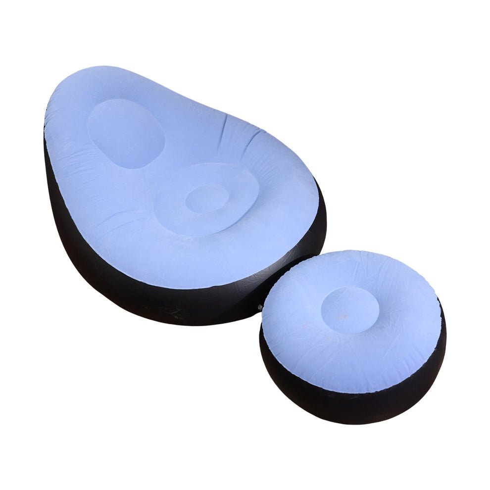 inflatable_sofa_chair_02_white_bg.jpg Inflatable Sofa Chair with Footstool & Manual Pump | Portable Air Lounge Chair for Indoor & Outdoor Use | Ergonomic High-Back Design | Flocked PVC Inflatable Couch | Supports Up to 300 lbs - Image 1