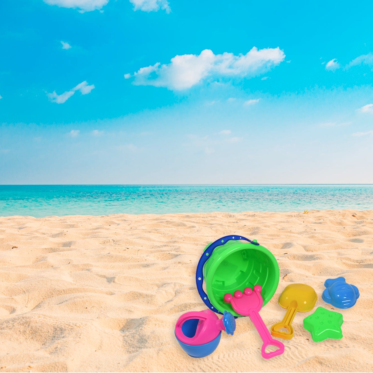 Beach Sand Castle Toy Set for Kids PCS Summer Beach Toys with Bucket, Molds Shovel Sandbox Outdoor Play Set for Toddlers Children